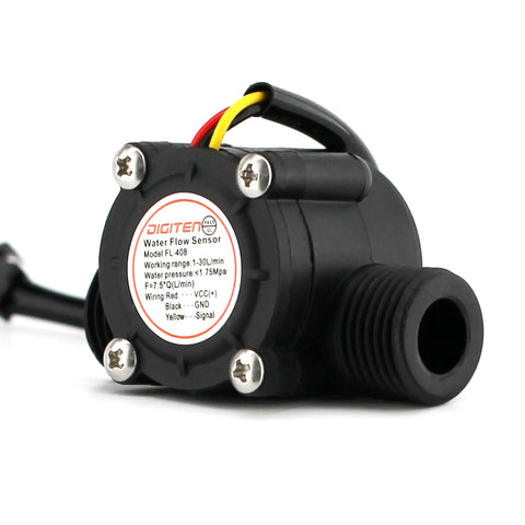 Auto Water Flow Controller Kit With LCD Display One Half Inch Flow Sensor Meter One Half Inch Solenoid Valve And 12V Power Plug And Play Setup Auto Shutoff At Your Set Flow Rate Real Time GPM Readout Works With Various Sensors. black 1/2 inch water flow sensor