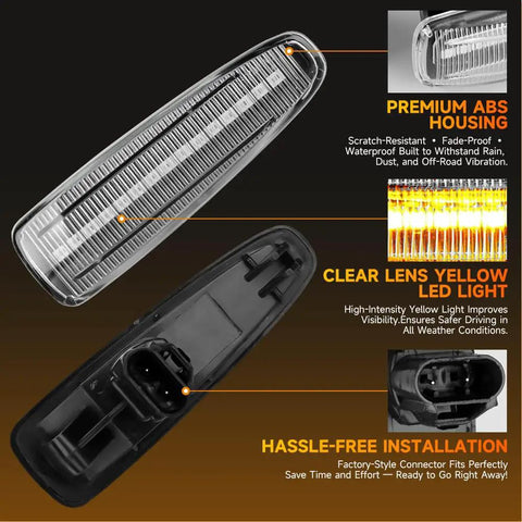 Mitsubishi Lancer VIII Front LED Side Marker Lights Pair With Clear Lens Yellow LED Turn Signals For 2008 To 2017 Models displayed