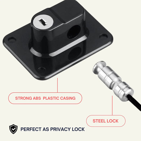 Sliding Barn Door Lock With Exterior Keyed Lock For Indoor And Outdoor Use, strong ABS casing, steel lock shown