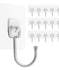 Heavy Duty Adhesive Hooks 22 Lb Max Waterproof And Rustproof Stainless Steel Wall Hangers For Towels Coats Kitchen Bathroom Home And Office Use Ideal For Dorm Rooms And Apartments 16 Pack shown with close-up of single hook and full pack.