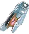 8 Pack Wall Mounted Pulleys Kit For Lifting And Hauling - 1.5 Inch Single Iron Pulley, Galvanized Steel, Directional Design, Fits Three Eighths Inch Wire Rope, Zinc Plated, Heavy Duty, Easy Install, Durable. Single galvanized steel pulley with mounting holes