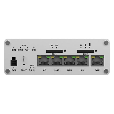 Back view of Instant LTE Failover Router And Firewall With CAT12 4G LTE Dual Band WiFi 802.11ac GNSS GPS Bluetooth No Nonsense Security Biz Grade VPNs And Uninterrupted Connectivity For Remote Sites Fleets And Mobile Installations.
