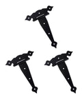 Heavy Duty T Shaped Black Door Hinges Set Of 3 With Flower Decorative Strap Hinges For Barn Doors Garden Sheds Fences And Gates