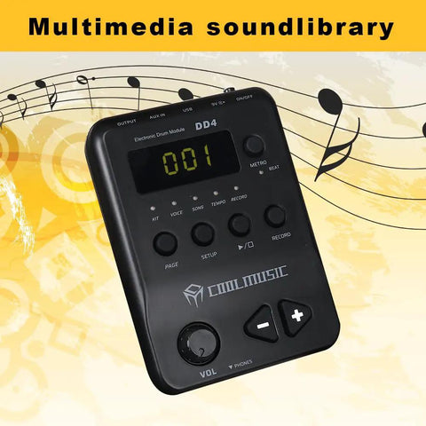 Electronic drum module with display, part of Eight Piece Electronic Drum Kit With Mesh Heads, USB MIDI for practice, recording