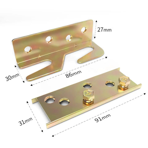 Beefy Bed Rail Brackets 4-Piece Set Universal Wood Bed Frame Hardware Galvanized Steel Reinforcement Kit, 86mm x 31mm