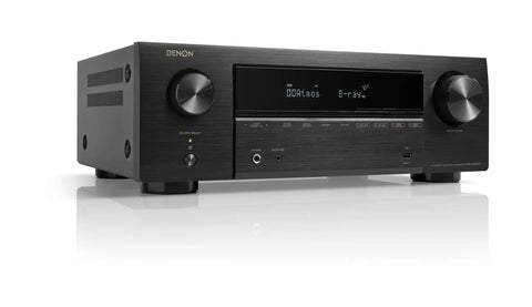Front view of 7.2 Channel AV Receiver With Built-In HEOS And 8K HDMI Dope Wireless Streaming Dolby Atmos HDR10 Plus Dynamic HDR DTS X WiFi