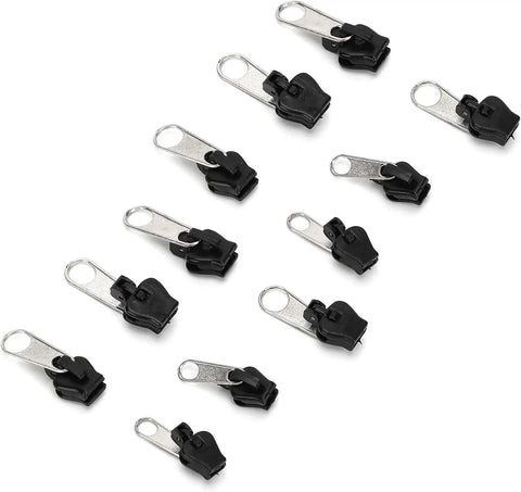12 Pack Black Zipper Repair Kit Universal Sliders Replacement Zip Pullers For Clothes Bags Luggage And More No Fuss Easy Fix For Broken Zippers