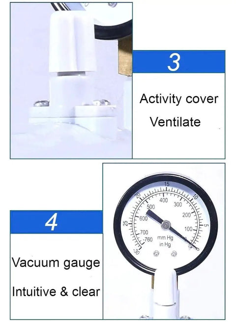 Vacuum gauge and activity cover for Portable Handheld Vacuum Pump For Vacuum Filtration Setup Lab Grade Compact And Durable Includes Silicone Tube.