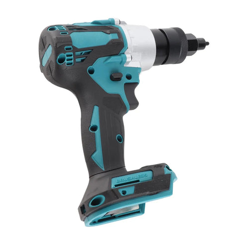 Brushless Electric Riveter With Anti Slip Handle LED Light Automatic Rivet Nut Machine Kit Featuring 3 Riveter Heads And Pro Grade Adjustable Speed With Forward Reverse Switch, side view