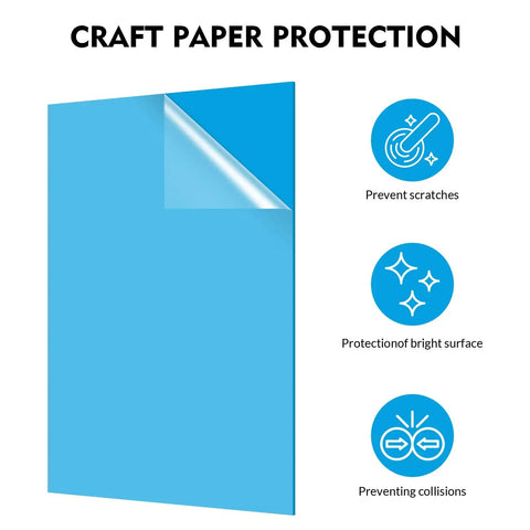 Blue ABS Two Color Laser Engraving Plastic Sheet 11.8 By 6.49 By 0.05 Inch with protective film and craft paper protection icons