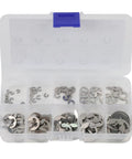 120 Piece E Clip Circlip Set Pro Grade 304 Stainless Steel Retaining Rings Assortment 1.5mm To 10mm Rust Resistant C Shape Fasteners For Heavy Duty Machinery Repair And Maintenance in organizer case