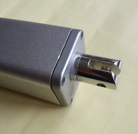 Close-up of Heavy Duty 300mm 12 Inch Stroke Electric Linear Actuator 12V or 24V DC 700N Max Lift with metal mounting brackets.