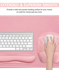 4-In-1 Memory Foam Keyboard Wrist Rest And Large Mouse Pad Desk Mat Set Pink Ergonomic Cozy Hand Cushion For Home Office