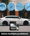 Windshield Crack Repair Kit For Cars Quick Easy Glass Repair Fluid For Chips And Scratches Universal Windshield Glue next to car