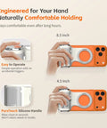 Magnetic iPhone Camera Grip With Removable Remote And Built In Keychain shown in 8.5 and 4.5 inch sizes with silicone handle