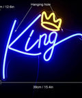 King Neon Sign Blue Letters LED Neon Light With Pink Crown Wall Decor For Bedroom Kids Room Teen Boys Room Birthday Wedding Party Bar Decor USB Powered Plug In Easy And Vibe Ready To Shine, dimensions 15.4 x 12.6 inches