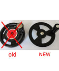 Comparison of old vs. new Beefy Replacement Crank Handle Wheel For Craftsman 113 Table Saw Half Inch Shaft Handwheel Replaces 806872 62689 818526