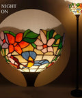 Cream Amber Hummingbird Stained Glass Lampshade Replacement 12 By 12 By 6 Inch With 1 5/8 Inch Fitter Opening on arched lamp