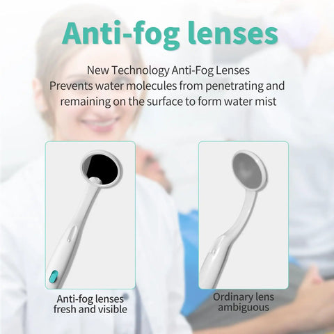 2 Pack LED Lighted Dental Mirror With Anti Fog Lens Ultra Clear Mouth Inspection Mirror For At Home Dental Checkups Dentist Grade Quality Dual Mirrors For Easy Self Care, anti-fog lens comparison