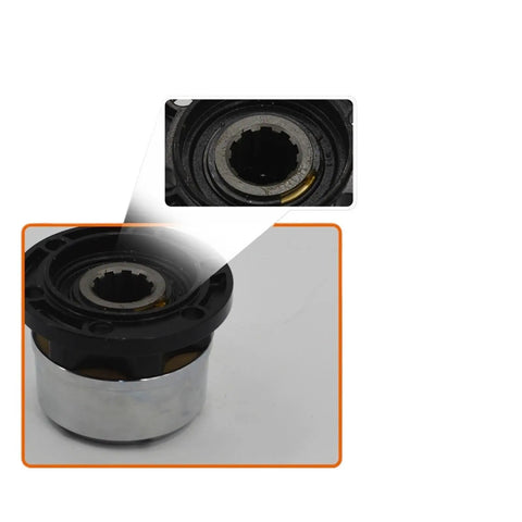 Close-up of Heavy Duty Steel 10 Splines Drive Shaft Component B056 AVM410 One Piece With Bearings for auto, truck, and SUV applications.