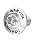 Close-up of Titanium Bolts M5 M6x10 12 15 20 25 30 35mm Torx dished screw head, 6AL-4V lightweight fastener visible with branding.