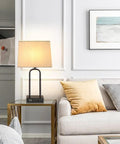 Must-Have Set Of 2 Modern Touch Lamps With Dual USB Ports And AC Outlet, 3-Way Dimmable Black Desk Lamps on living room table