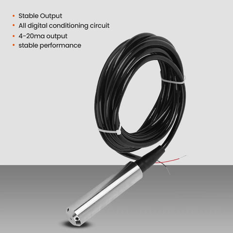Water Tank Level Sensor 1 Meter TL 136 Hydrostatic Liquid Level Transmitter With 24V DC Output And 4 To 20 mA Signal cable view
