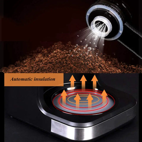 Bean To Cup Coffee Maker Featuring Built In Grinder And 600Ml Glass Carafe Zero Hassle Reusable Filter Snap Open Anti Drip Lid 900W Rapid Brew Kit showcasing automatic insulation and grinding chamber.