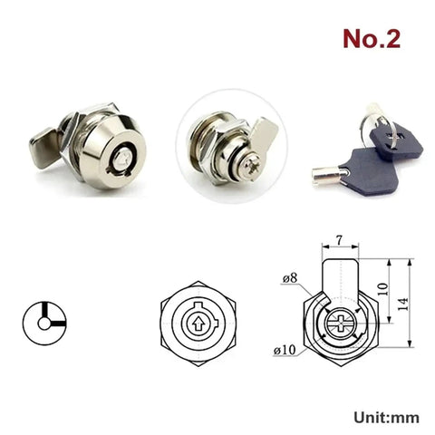 Mini Tubular Cam Lock Set For Light Boxes And Attendance Machines Zinc Alloy Lock With Two Keys And Nut Easy Install Gate Lock Hardware