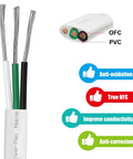 Close-up of 14 Gauge Triplex Marine Wire Tinned Copper Boat Cable 70ft OFC with PVC insulation and anti-corrosion features.