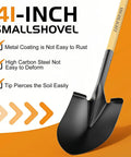 All In One 41 Inch Round Point Shovel With D Handle And Cold Rolled Steel Blade Tough Workhorse For Digging Edging Trenching