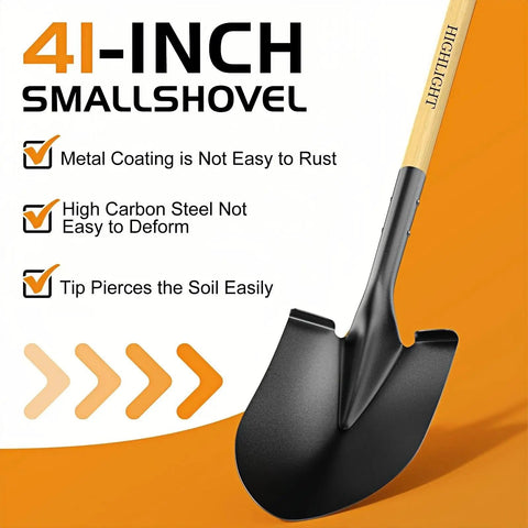All In One 41 Inch Round Point Shovel With D Handle And Cold Rolled Steel Blade Tough Workhorse For Digging Edging Trenching