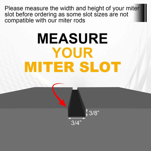 Premium Aluminum Miter Bars 3 4 By 3 8 By 19 Inch Table Saw Runners measuring miter slot dimensions 3/4 inch width and 3/8 inch height.