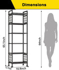 Six Wire Standing Storage Shelf For Bathroom And Laundry Room, Metal Shelving Unit Pantry Rack For Kitchen, dimensions shown