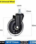 3 inch PU caster wheel with M10 screw mount, featuring a locking brake for heavy duty furniture and work carts.