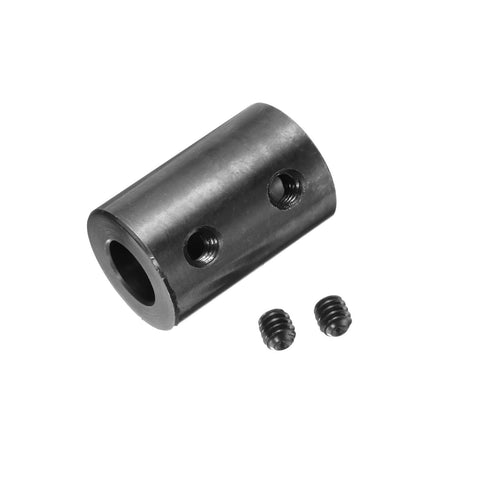 1/2 Inch Bore Shaft Coupling With 1 Inch Outside Diameter And 1-1/2 Inch Length Black Oxide Steel Rigid Coupler With Two Set Screws For Motors, Wheels, And DIY Hacks