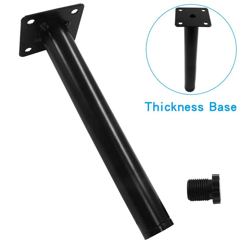 Heavy Duty Adjustable Furniture Legs Eight Inch Steel Cabinet Feet Black Metal Drawer Supports With Swivel Base For No Sweat Diy Setup And Top Shelf Home Improvement Cabinet Upgrade Today, showcasing sturdy black metal leg with threaded base.