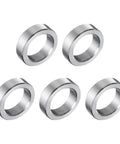 Top Shelf 5 Pack Heavy Duty 304 Stainless Steel Spacers 5/8 Inch Inner Diameter 7/8 Inch Outer Diameter 1/4 Inch Long Round Bushings Solid Gear For Bolts Rods Screws Built Tough - five round bushings.