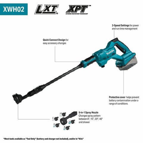 No Cord Power Cleaner 320 PSI 0.7 GPM, Portable Pressure Washer, blue design, 5-in-1 nozzle, self-priming siphon, tool only.