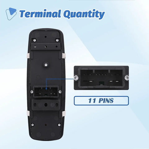 Back view of Power Window Switch Master Control Button Replacement with 11-pin plug for Ram 1500 2500 3500 2016 2018 and more