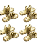 Four Pack Zinc Alloy Invisible Cross Hinges for Wooden Doors and Tables, Thickened Silent Operation, Non Scratching Support Hinges