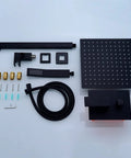 Components of Matte Black Shower Faucet Set With 10 Inch Rainfall Shower Head, Wall Mounted Fixtures With Valve And Trim Kit