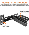 Heavy Duty Adjustable Headboard Bracket Kit In Sleek Black Metal Wall Mounting Hardware, showcasing solid carbon steel construction.