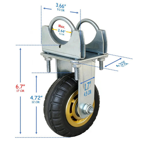 Built Tough 5 Inch Gate Support Wheel For Farm And Ranch Gates With Metal Bracket Zinc Finish And Rugged Rubber Tire, Universal Fit
