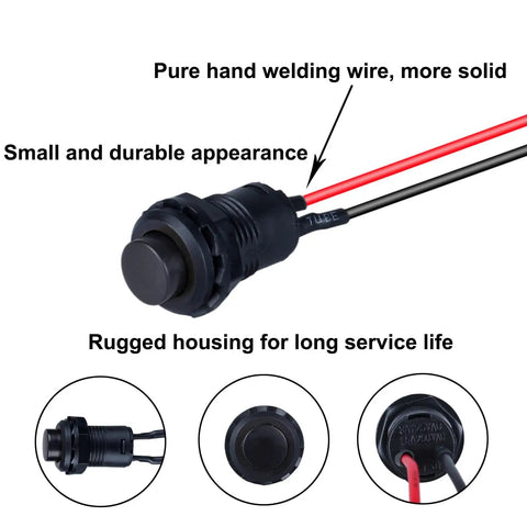 12 Pack 12Mm Latching Push Button Switches Plug And Play SPST On Off Normally Open Pre Wired Dual Voltage 120V 3A And 250V 1.5A