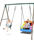 Backyard Swing Set With 45 Inch Platform Saucer Swing And Belt Swing For Kids Ages 3 To 8, Outdoor Playground Gear That Supports Up To 440 Lbs, Rust Resistant Powder Coated Tubes, Easy Assembly For Quick Setup