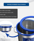 9-gallon stainless steel vacuum chamber with blue lid, tempered glass top, and dual rubber seals