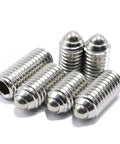 Stainless Steel Ball Point Set Screws Kit With Hex Socket Drive And Spring Plunger, several screws displayed close-up.