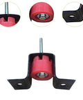 Vibration Isolator Hanger For Studio Equipment Wall Mount Bracket With Damping Mount Easy Install Stable Suspended Mount System Cuts Noise Transmission And Keeps Your Gear Quiet And Secure. black metal wall bracket with red rubber damper and threaded bolt