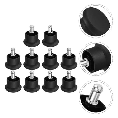 Office Chair Leg Floor Protectors 10 Pack Black Iron And PU Material Foot Glides shown in detail and arrangement